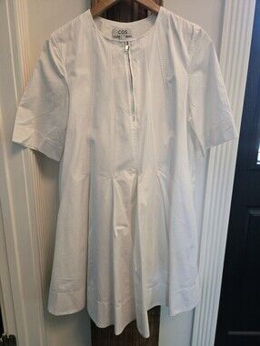 COS White Cotton Poplin Shift Dress